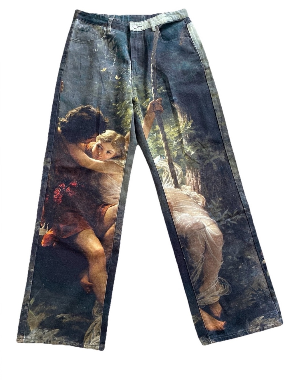 Baroque RENAISSANCE Italian Painting Inspired WEARABLE ART JEANS Size 30